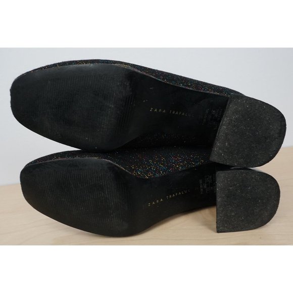 ZARA TRAFALUC Black Multicolor Metallic Stretch High Heel Ankle Boots 38 US 7.5 - Picture 8 of 8